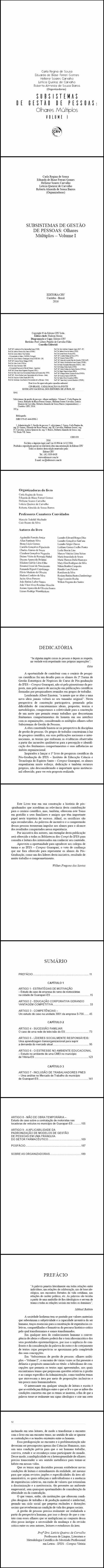 SUBSISTEMAS DE GESTÃO DE PESSOAS:<br>olhares múltiplos<br>(Volume I) 